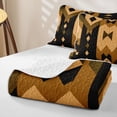 thumbnail image 4 of Homewish Retro Aztec Geometric Bed Spread Queen,Vintage Boho Queen Coverlet Set,Brown Black,3 Pieces, 4 of 7