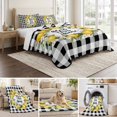 thumbnail image 6 of Twin Quilt Set 68''x86'', Farmhouse Lemon Lightweight Summer Bedspread Coverlet Set with 2 Pillow Shams, Bless Home Summer Black Buffalo Plaid Breathable All Season Quilt Bedding for Dorm/Bedroom, 6 of 9