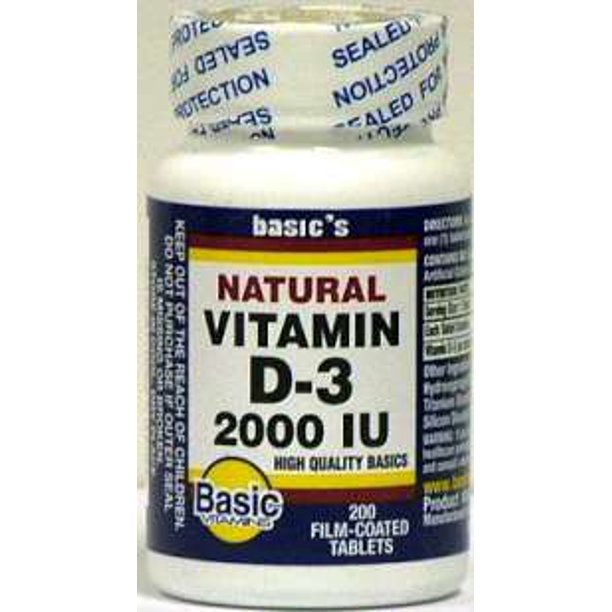 Basic Vitamin D3 Tablets, 2000 IU, 200 Count