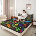 thumbnail image 3 of Erosebridal Multicolor Cute Birds Full Size Sheets,Rainbow Flowers Red Loves Bed Sheets For Teens 4-Piece, 3 of 6