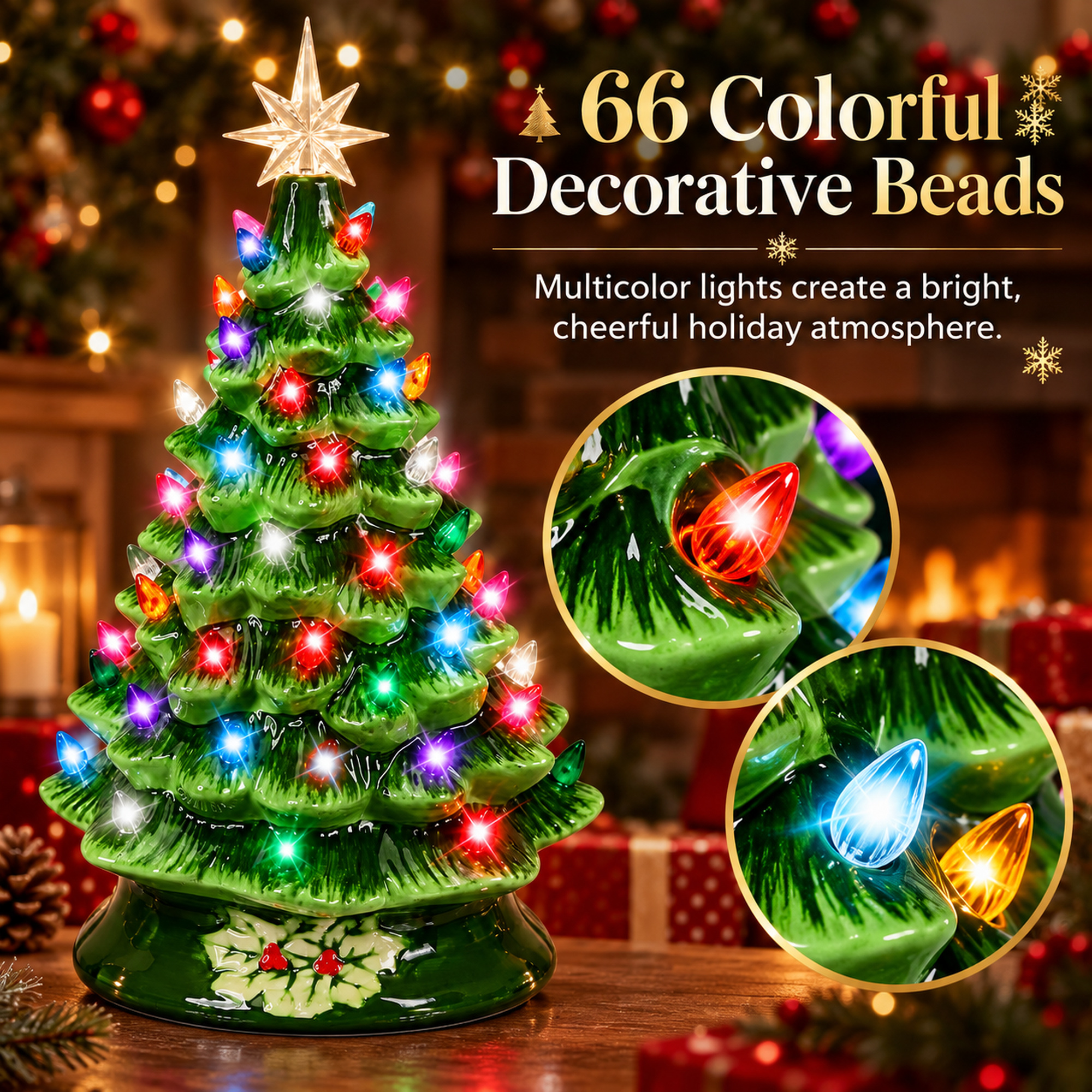 Vebreda 15" Ceramic Tabletop Christmas Tree with Lights photo 7