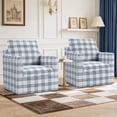 thumbnail image 6 of Bonzy Home 360° Swivel Accent Chair Set of 2, Modern Upholstered Armchair with Thick Cushion, Swivel Square Single Sofa Chair for Living Room Bedroom Study Balcony, Blue Plaid, 6 of 8