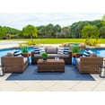 thumbnail image 2 of Tuscany 4-Piece L Resin Wicker Outdoor Patio Furniture Conversation Sofa Set in Brown w/ Three-seat Sofa, Two Armchairs, and Coffee Table (Half-Round Wicker, Polyester Light Gray), 2 of 11