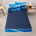 thumbnail image 4 of Castle Fairy Racing Style Blue Sports Car Zipper Twin Comforter Sets with Fitted Sheet and 2 Pillowcases for Boys,Dynamic Splash Art Zipper Bedding Set,Vibrant Blue,4-Piece,Navy Blue Reversible, 4 of 6