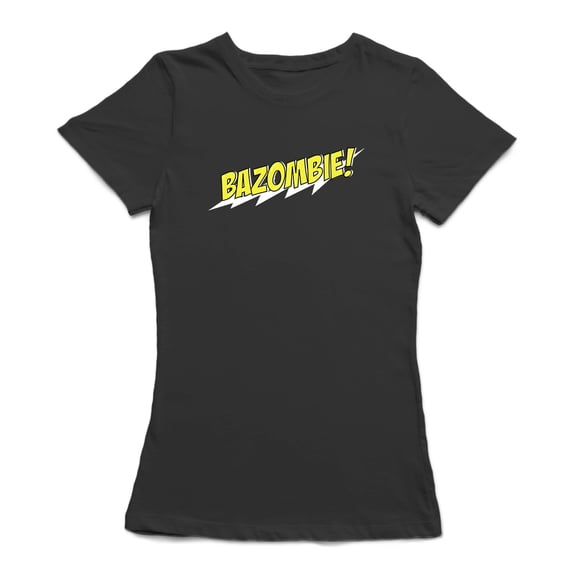 Bazombie! Comic Book Text Design Women Black T-Shirt, Female x-Large