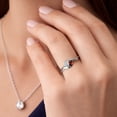 thumbnail image 4 of Gem Stone King 10K White Gold Round White Lab Grown Diamond and Red Garnet Ring for Women (0.37 Cttw, Round 3.5MM, Gemstone April Birthstone, Size 6), 4 of 6