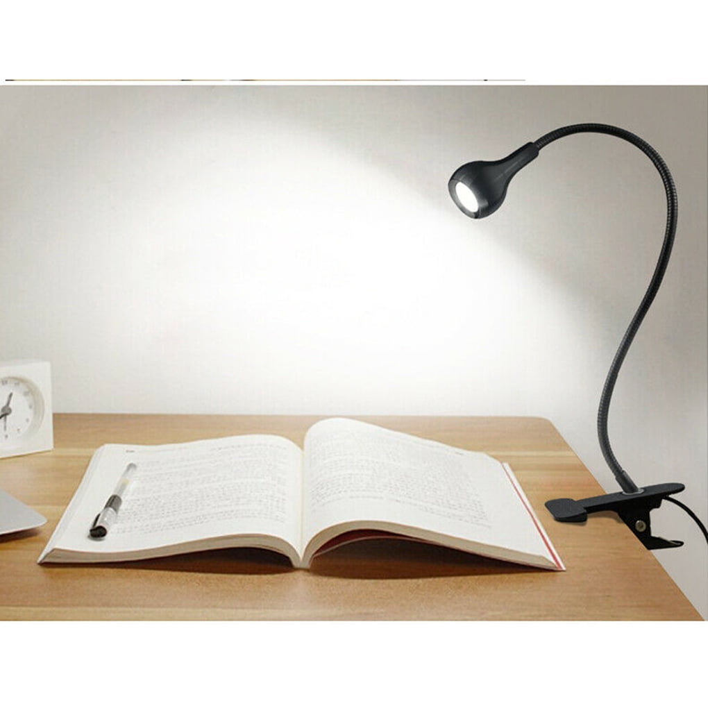 Clip on Light Reading Light, LED Desk Lamp Eye-Caring Clamp Light USB Book Clamp Light 360° Flexible Gooseneck Night Light for Headboard Bedroom and Office (Black) - by Viemira