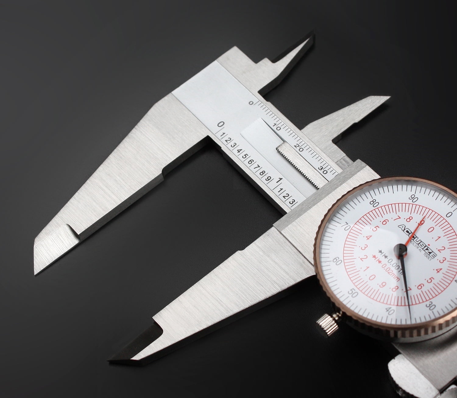 Accusize 12'' by 0.001''/300mm by 0.02mm Dual Needle Precision Dial Caliper,Imperial/Metric, P920-S232