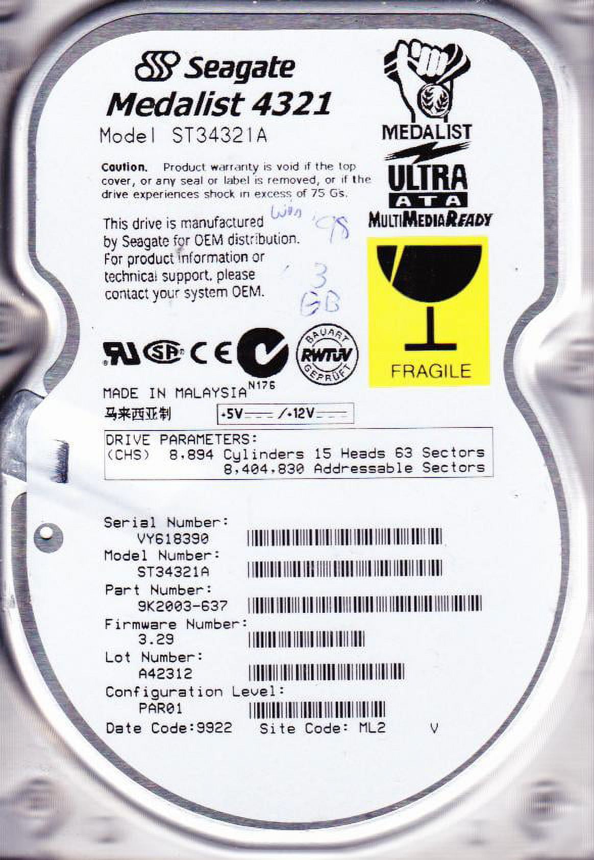 Disque Dur Interne Maxtor DiamondMax Plus 8 40 Go - IDE 3.5" 7200 RPM - Occasion