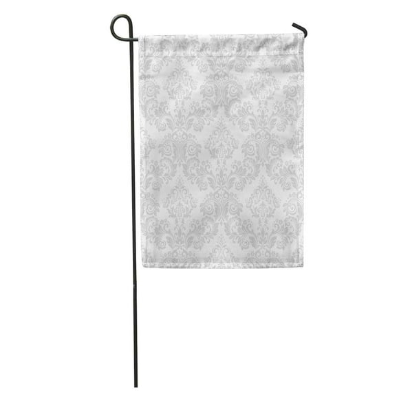 NUDECOR Silver Damask in The of Baroque Gray and White Floral Graphic Pattern Victorian Garden Flag Decorative Flag House Banner 28x40 inch