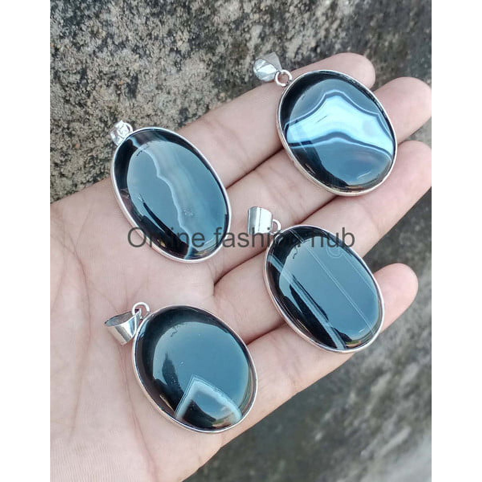 Botswana AgateGemstone 925 Sterling Silver Plated Handmade Pendant 5 pcs