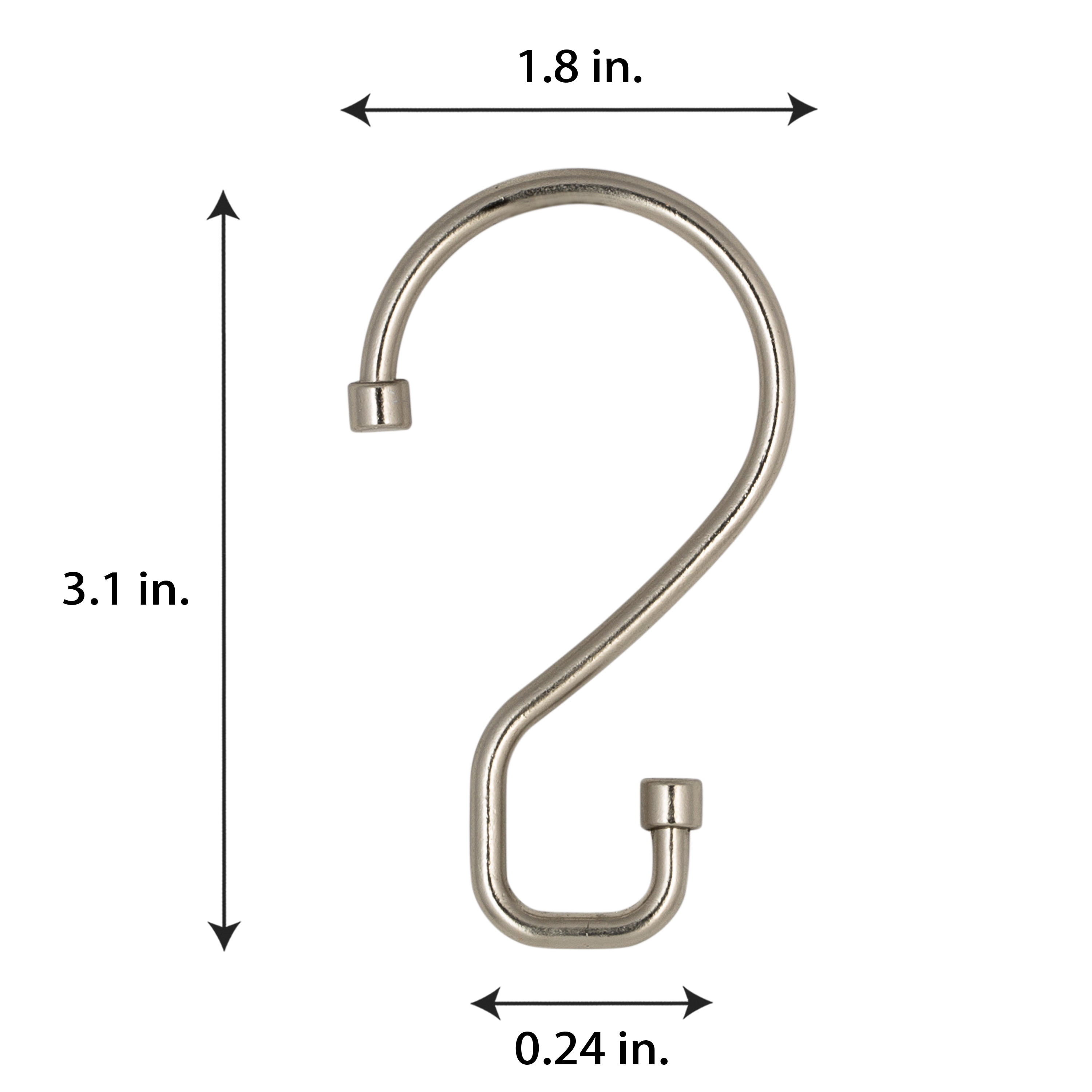 Bath Bliss Silver Zinc Alloy Shower Curtain Rings, Satin (12 Count)