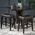 thumbnail image 2 of Noble House Brunet Upholstered Saddle Counter Stool with Nailhead Trim, Set of 2, Brown, 2 of 8
