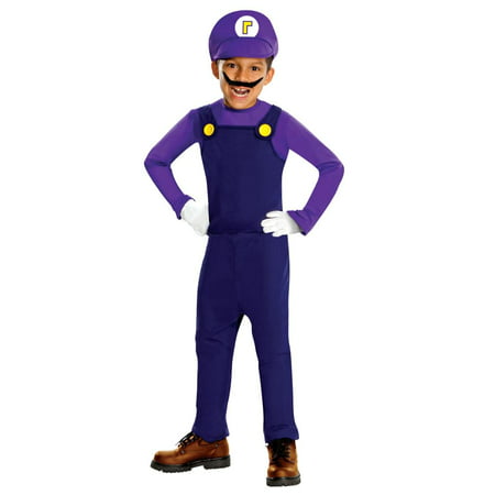 Super Mario Bros Deluxe Waluigi Costume Child Large