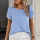 thumbnail image 2 of Top de cuello redondo de manga corta casual de color sólido de verano para mujer OAVQHLG3B Store  lin121212, 2 of 5
