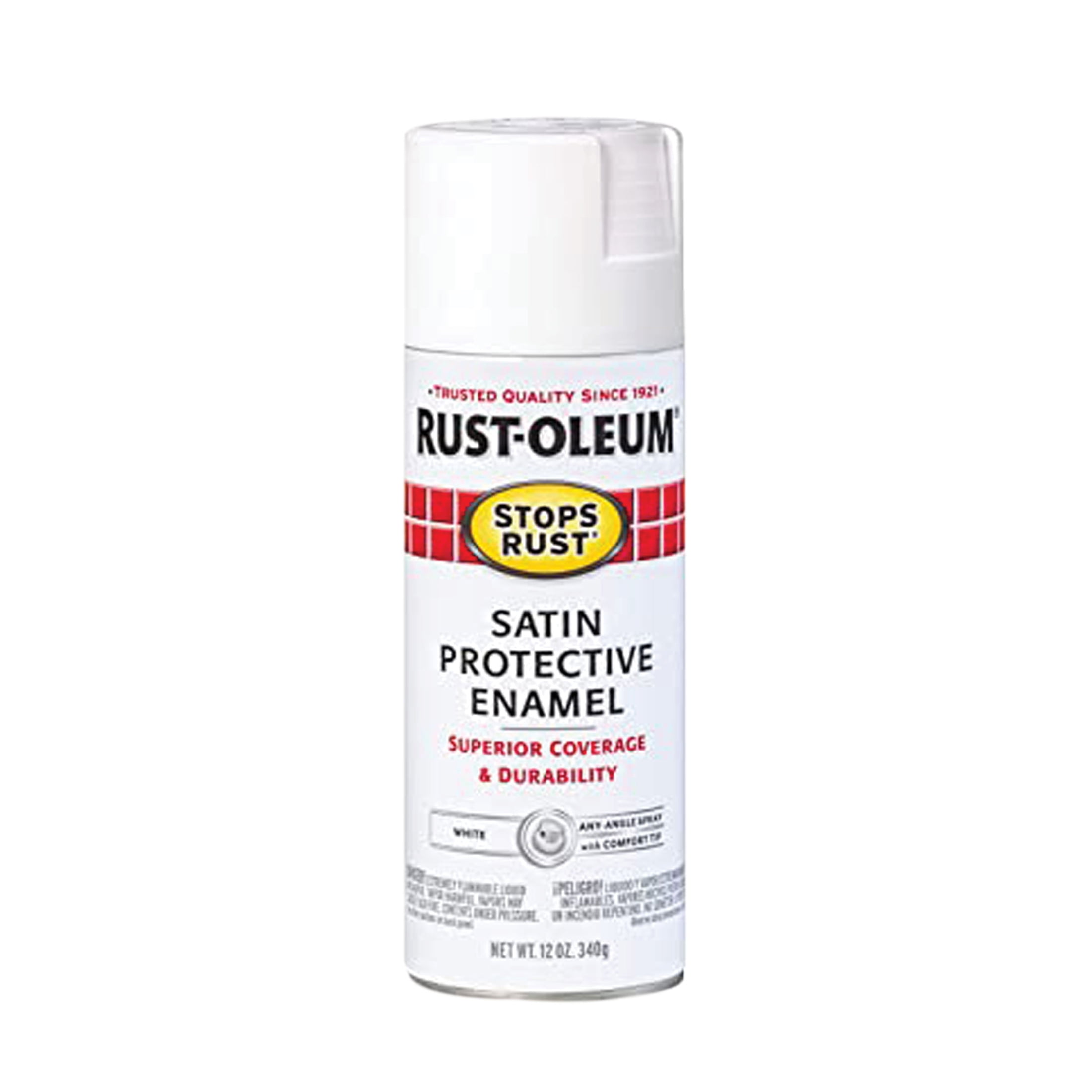 White, Rust-Oleum Stops Rust Satin Protective Enamel Spray Paint, 12 oz, 6 Pack