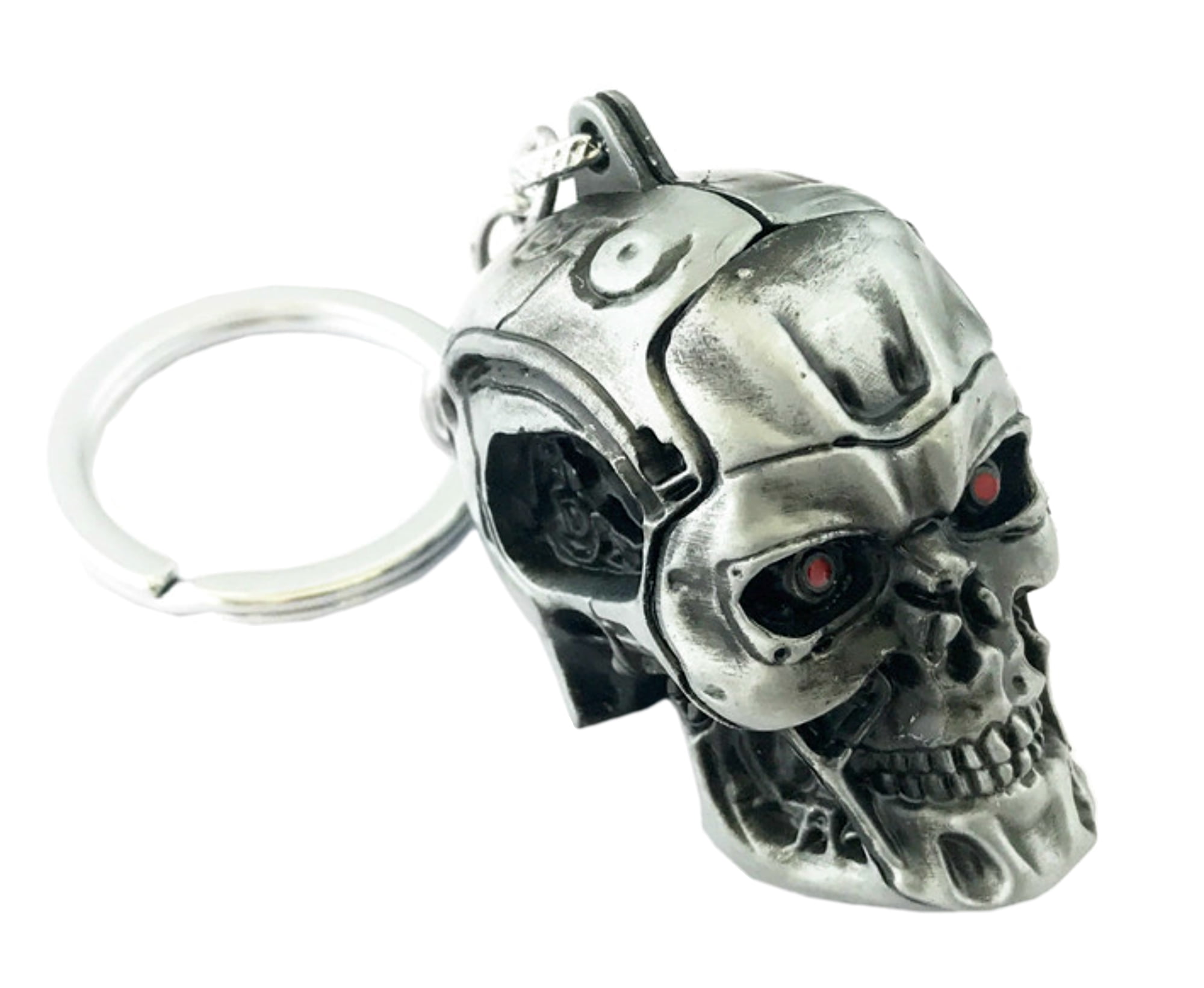 Metal Keychain with Terminator skull 