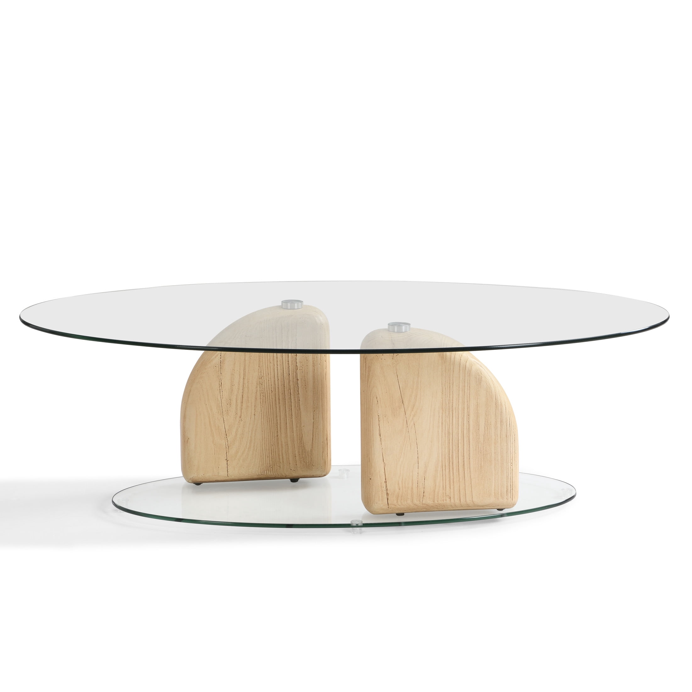 Christopher Knight Home 45.67" Modern Sculptural Oval Glass Coffee Table with MGO Base, Natural