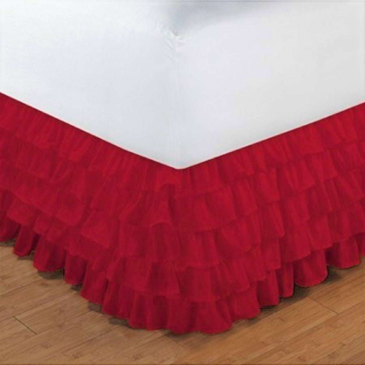 14" DROP SOLID EASY FIT SET UP PLEATED ALL CORNERS 1 PC BED SKIRT RED KING 