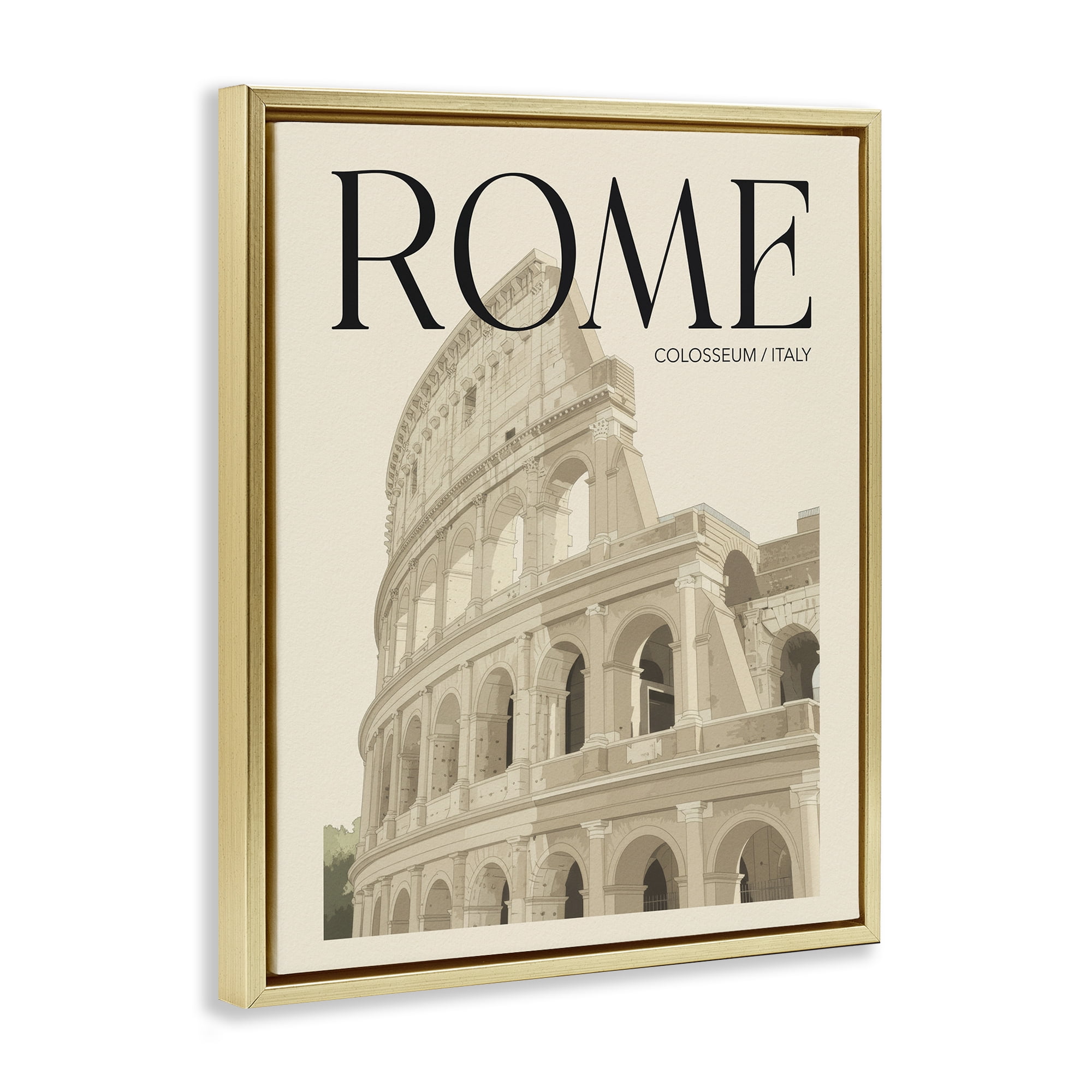 Stupell Industries Vintage Rome Colosseum Gold Framed Floater Canvas Wall Art, design by Andreas Magnusson