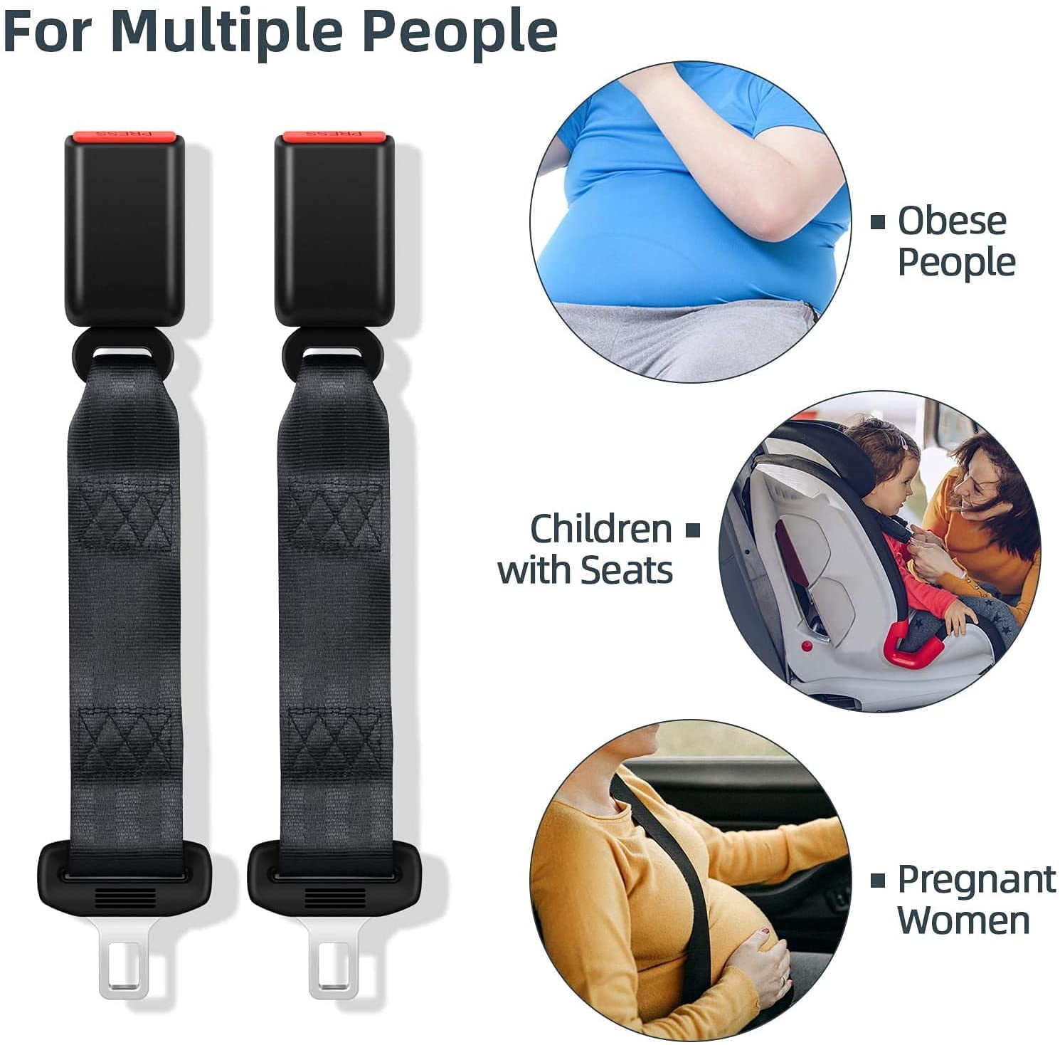 Crazyview 2 PCs Car Safety Belt Extension Belt Seat Belt Extender Comfortable and Convenient for Car Seat