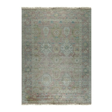 EORC Pink Hand-Knotted Wool Classic Oushak Rug, 9' x 12'