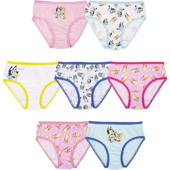 Bluey Girls Cotton Brief Character Underwear, 7-Pack, Size 4-8