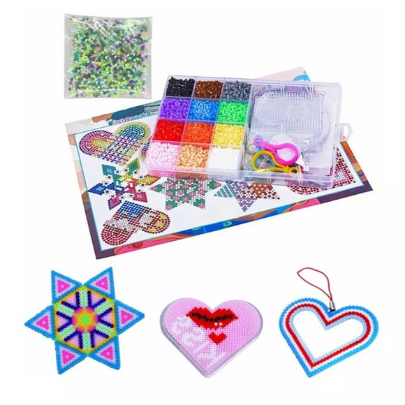 DIY Beads Craft Set, 2.6mm 12 Colors Ironing Paper Kids DIY Fuse Beads Kit For Decorations For Home Play