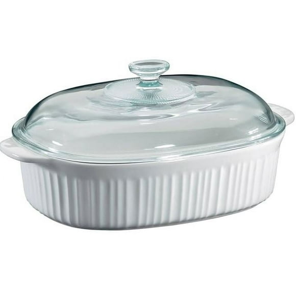 Oval Casserole Dish with Glass Lid - French White, 4.2 Qt