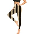 thumbnail image 4 of DeHolifer Womens Stretch Yoga Leggings Strip Printed Fitness Running Gym Sports Full Length Active Pants Yoga Full Length Pants Brown 2XL, 4 of 6