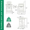 thumbnail image 2 of JUSTLET 3 Piece High Bar Set, HDPE Eco-Friendly Weatherproof Material, 2 High Bar Chairs and 1 Table, Frog Themed Patio Furniture, Indoor/Outdoor Bistro Set, White, 2 of 9