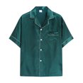 thumbnail image 5 of eczipvz Girls Boys Pajamas Satin Pajama Set Silk Pjs Short Sleeve Sleepwear Kids Button-Down Nightwear Green L, 5 of 5