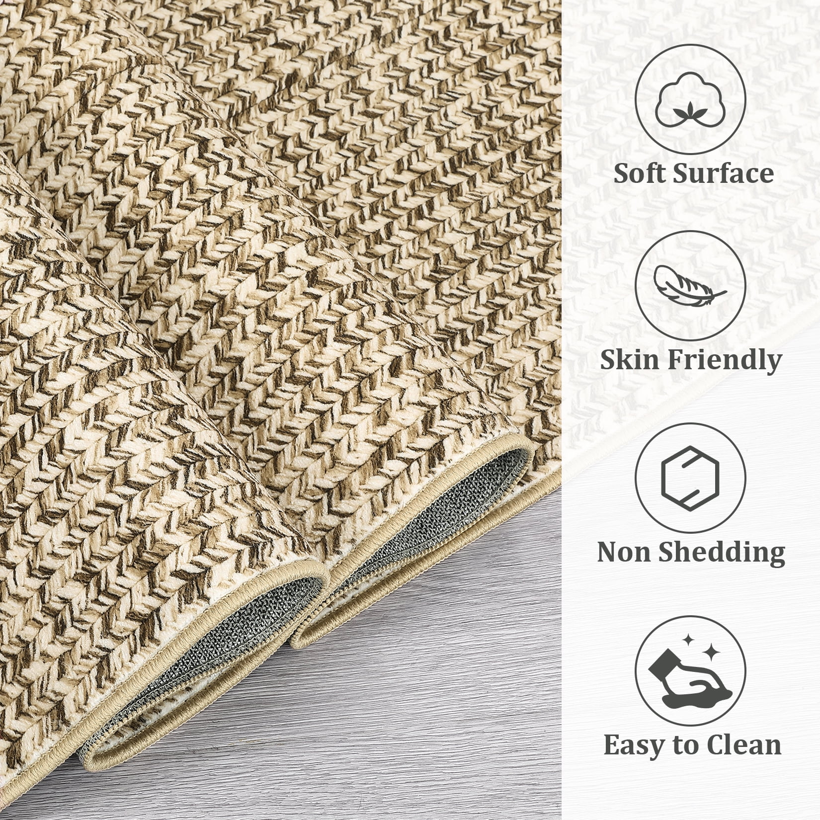 Haperlare Braided Print Runner Rugs for Hallway Washable Non Slip Entryway Laundry Runner Rug,Indoor Floor Rugs,2'x6' Solid Beige