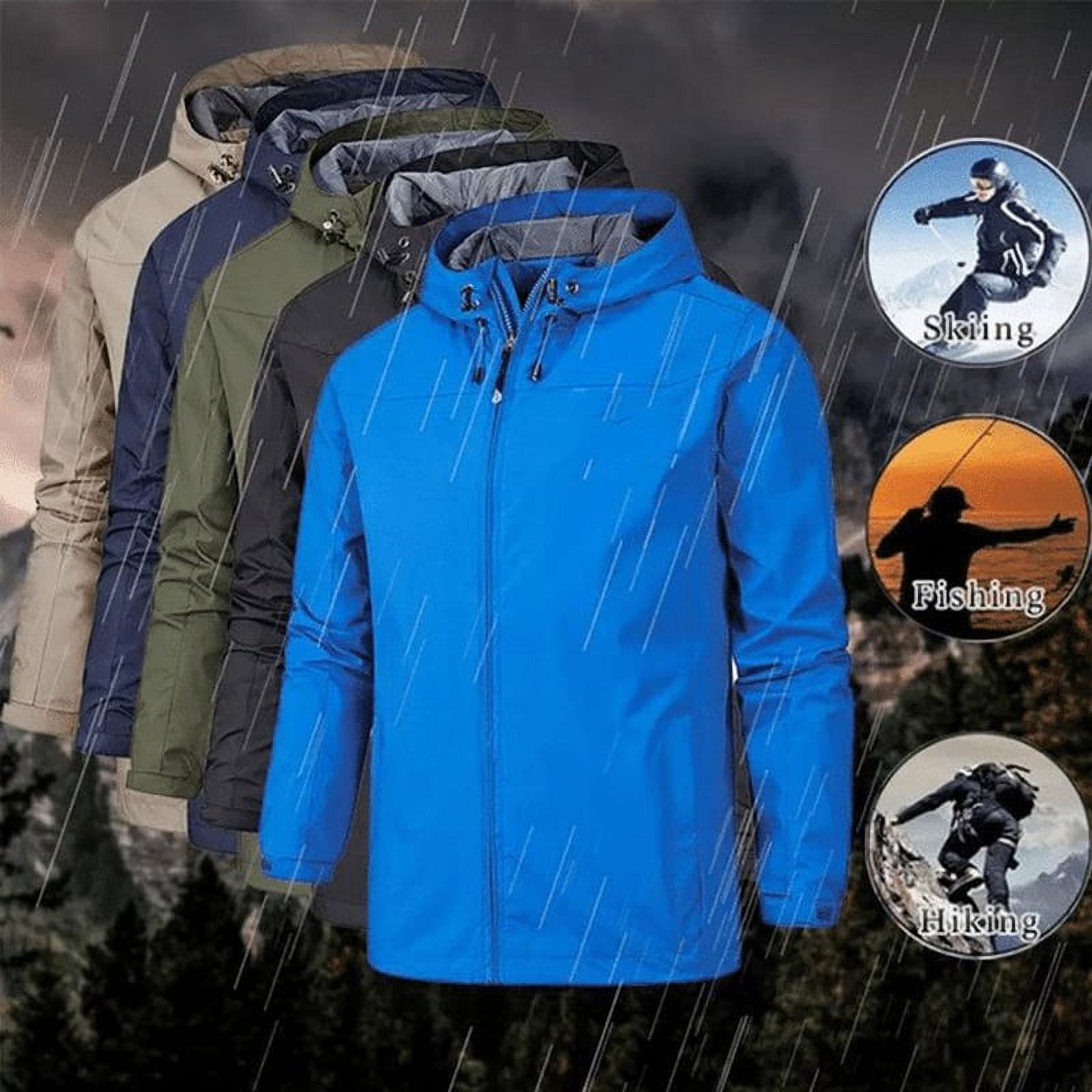 Zoomarlous Unisex Windproof Waterproof Jacket 2021 Outdoor Mountaineering Autumn Winter Jacket Zipper Design - image 2 of 10