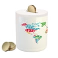 thumbnail image 2 of World Map Piggy Bank, Atlas Theme Names of the Countries Europe America Africa Asia Graphic Style, Ceramic Coin Bank Money Box for Cash Saving, 3.6" X 3.2", Multicolor, by Ambesonne, 2 of 4