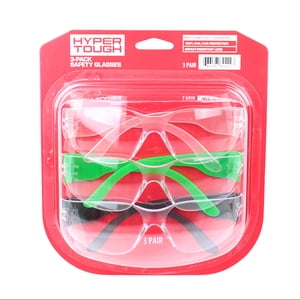 Safety Glasses, Polycarbonate, 3-Pack Multicolor