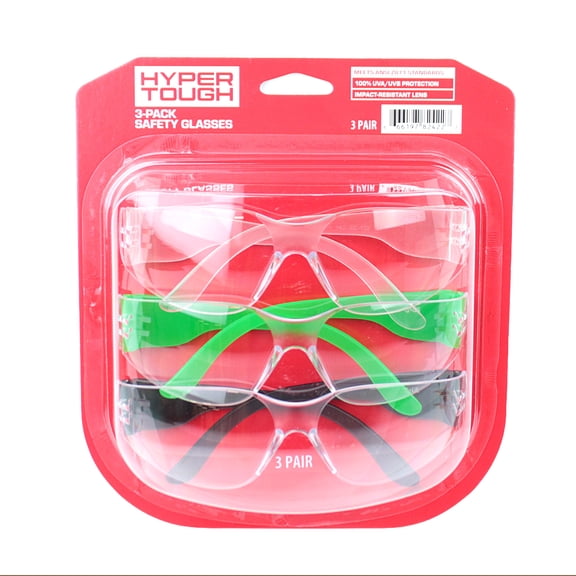 Hyper Tough 3-Pack Unisex Safety Glasses with Z87.1 Poly-Carbonate Lens