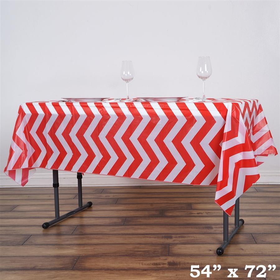 Red RECTANGLE 54x72" Chevron Disposable Plastic Tablecloth Table Covers SALE