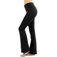 thumbnail image 2 of Womens Solid Foldover Lounge Flared Cotton Yoga Pants, 2 of 3