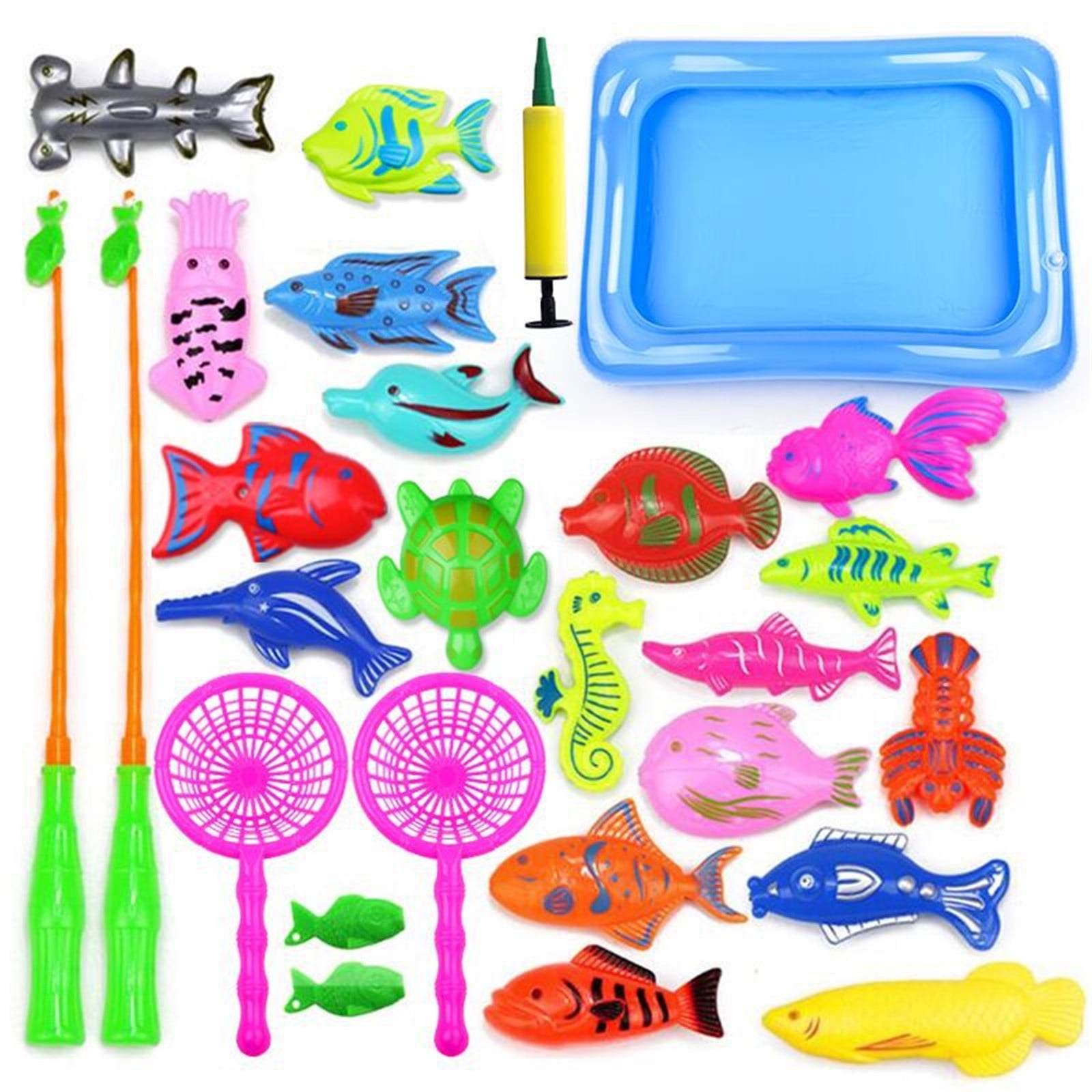 PVCS 28PCS Play Water Magnetic Fishing Game Summer Toy 24 Inch