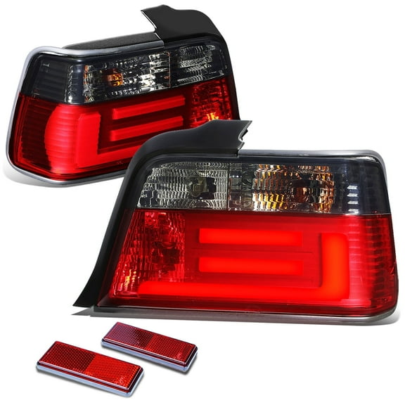 DNA Motoring For 92-99 BMW E36 3 -Series Sedan LED Smoked Rear Brake Signal Tail Light Lamps Pair LH RH