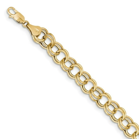 Roy Rose Jewelry 10K Yellow Gold Hollow Double Link Charm Bracelet ~ length: 8 inches