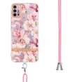 thumbnail image 3 of Flower Pattern Case for Motorola Moto G Power 2022, Detachable Shoulder Strap Lanyard Crossbody Slim Lightweight Floral Cover, PC + Silicone Shockproof Drop Resistant Case, Pink, 3 of 7