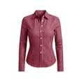 thumbnail image 4 of Womens Long Sleeve Striped Button Down Blouse Tops Slim Fit Collared Dress Shirts, 2026 Summer Casual Business Office Work Outfits Wrinkle Free Trendy Clothes, 4 of 5
