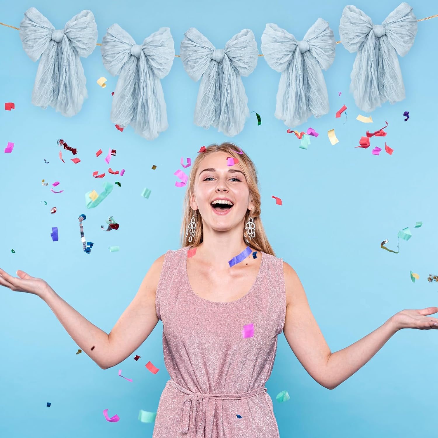 Dalrosia Large Bow Garland Banners for Coquette Birthday Party Decorations-Bow Themed Birthday Decor for Baby Shower Bridal Shower Bachelorette Party Wedding Favors Supplies