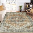 thumbnail image 3 of Twister.CK Machine Washable Area Rug 9' x 12', Non Slip Backing Low Pile Rugs Boho Vintage Foldable Stain Resistant Indoor Carpet for Bedroom Living Room Playroom, Brown, 3 of 9