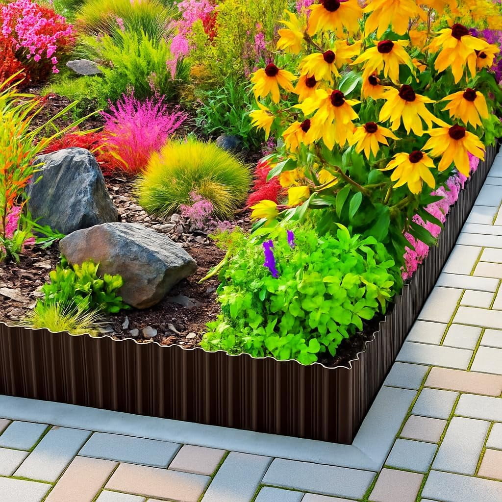 Galvanized Steel Landscape Edging 8"x20ft - 4-Pack Corrugated Border for Lawn & Flower Beds