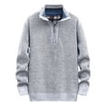 thumbnail image 4 of HOMADLES Men's Quarter Zip Sweater Fleece Lined Thermal Pullover Long Sleeve Solid Color Sweaters Gray Size L, 4 of 8
