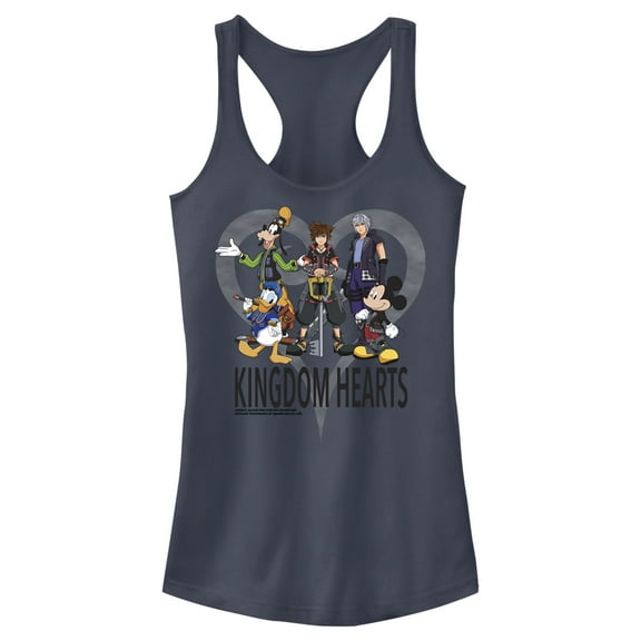 Junior's Kingdom Hearts 3 Box Art Racerback Tank Top Indigo Medium