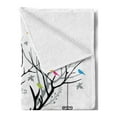 thumbnail image 2 of Antlers Soft Flannel Fleece Throw Blanket, Deer with Colorful Birds and Birdcages Silhouette Ornament Vintage Style Print, Cozy Plush for Indoor and Outdoor Use, 70" x 90", Multicolor, by Ambesonne, 2 of 5